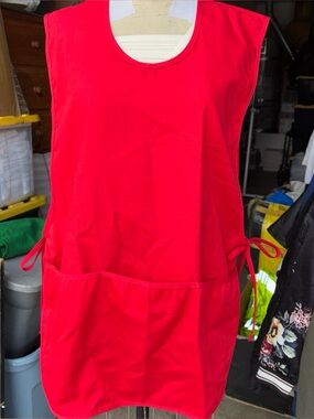 Unbranded Women’s Red Side-Tie Utility Tunic with Front Pockets
